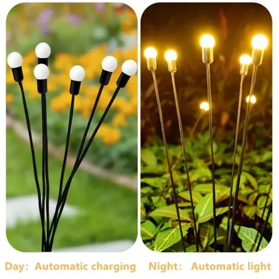 LED Solar Garden Lights Outdoor Firefly Swaying Fairy Lamp Yard Pathway Decor {1}
