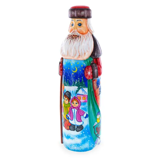 Hand Carved Ukrainian Santa with Children Caroling Solid Wood Figurine 11 Inches {3}