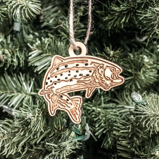 Ornament - Trout - Raw Wood 3x3in {2}