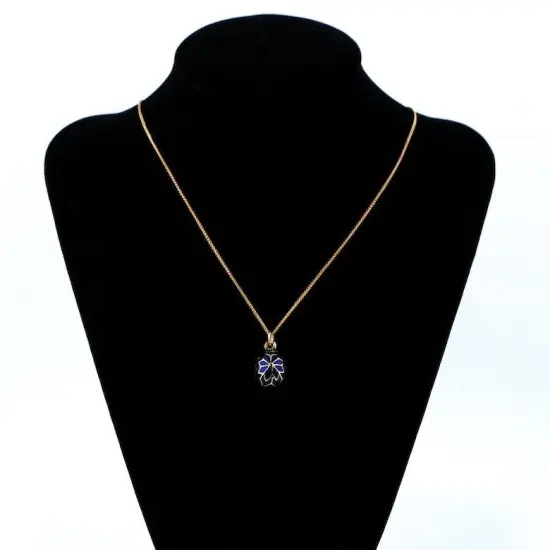 20-Inch Royal Blue Snowflake Egg: Enamel Pendant Necklace {5}