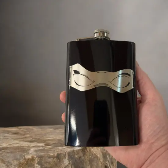 8oz BLACK Ninja Mask Flask {6}