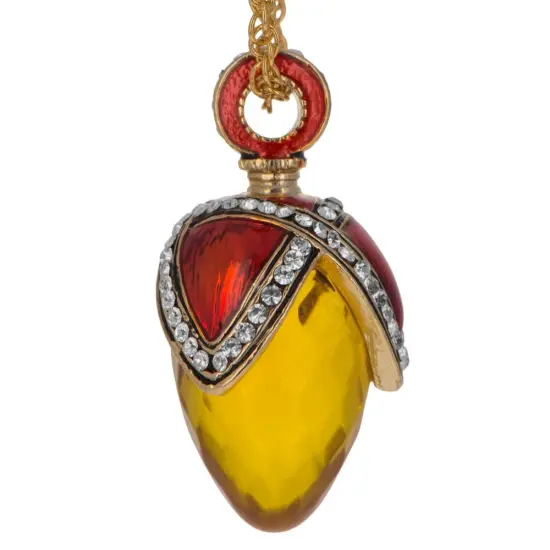 Sunset Glow: 20-Inch Royal Egg Pendant with Faux Amber Stone Gold {4}