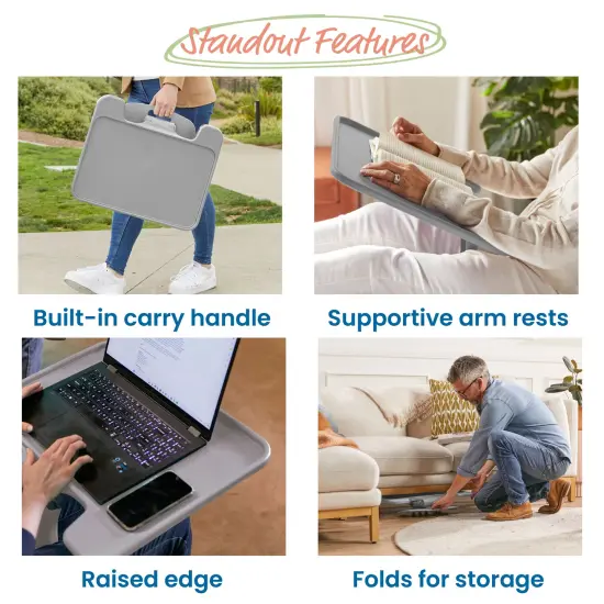 The Surf Folding Portable Lap Desk, Large, Flexible Seating Grey {4}