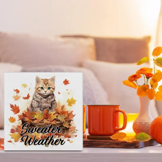 Fall Home Decor Autumn Decorations for Desk Table - CAT {3}