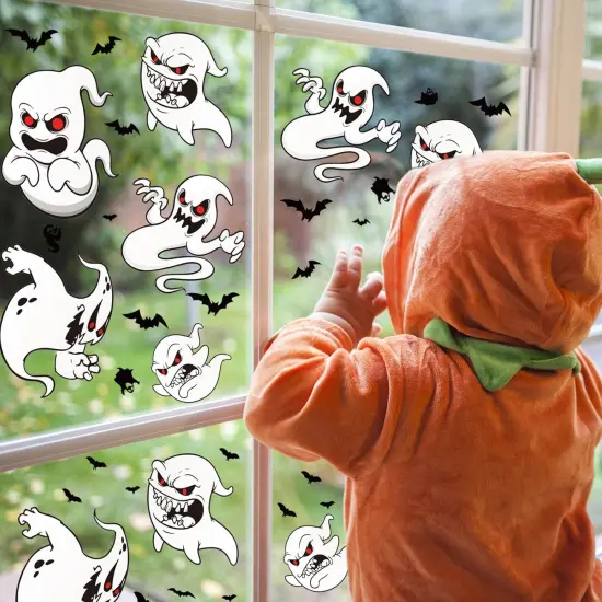 9 Sheet Halloween Window Clings - Evil Ghost {3}