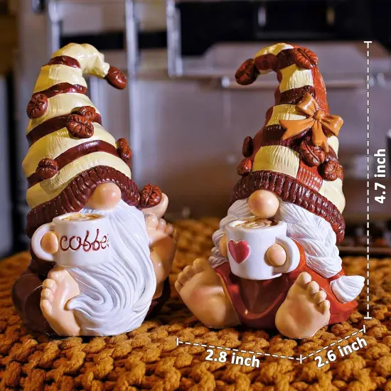 2PCS Coffee Gnomes Figurines Home Christmas Decoration {3}