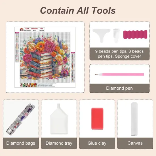 Diamond Painting Kits for Adults, 5D DIY Books Diamond Art Kits for Beginners, Full Drill Diamond Painting Kits for Home Wall Decor, Flower, 12x12 Inch {5}