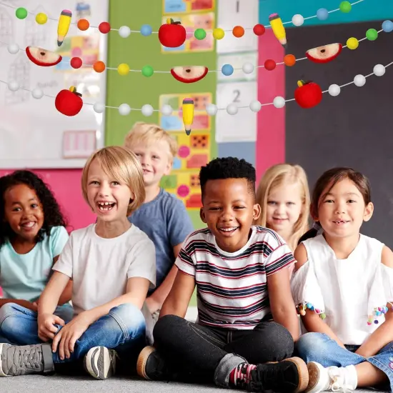 Apple and Pencil Felt Ball Garland {5}