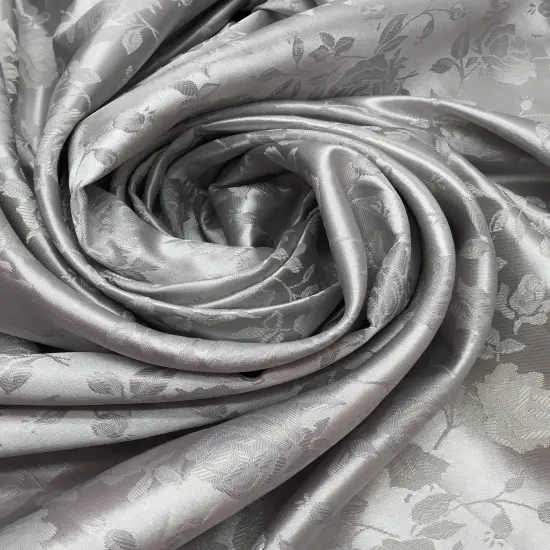 1 Yard Silver Jacquard Satin Fabric Reversible Material for Drapery Table Overlay Sewing 58/60 Inches Width {2}