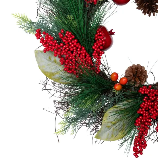 Northlight Pine, Berry and Pomegranate Artificial Fall Harvest Wreath - 24" Red {6}