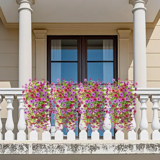 Fake Daisy Silk Hanging Flowers - Mix Purple {4}