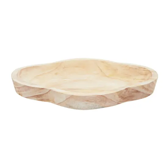 16 In Handmade Wooden Dough Bowls for Decor, Paulownia Wood Cross Shaped Dough Bowl Brown {5}