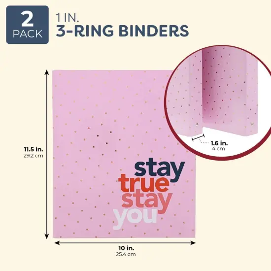 Paper Junkie 2 Pack 3-Ring Binders 1 inch Ring Pink Daily Planner - Gold Foil {2}