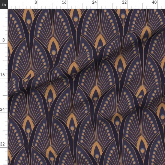 Various Fabrics by the Yard or Fat Quarter Geometric Feathers Blue Brown Abstract Peacocks Bold Retro Glam Custom Printed Fabric by Spoonflower {1}