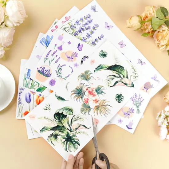 8 Pcs Flower Butterfiy Rub on Transfer for Crafts Decals {2}