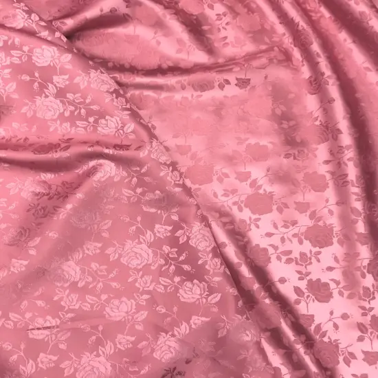 1 Yard Mauve Jacquard satin reversible fabric for tablecloth overlays curtains 58/60 inches wide {2}