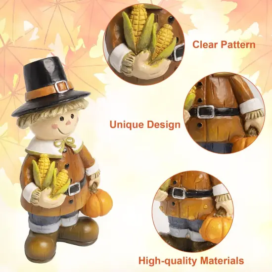Pilgrim Figurines for Thanksgiving, Resin Fall Harvest Pumpkin {3}