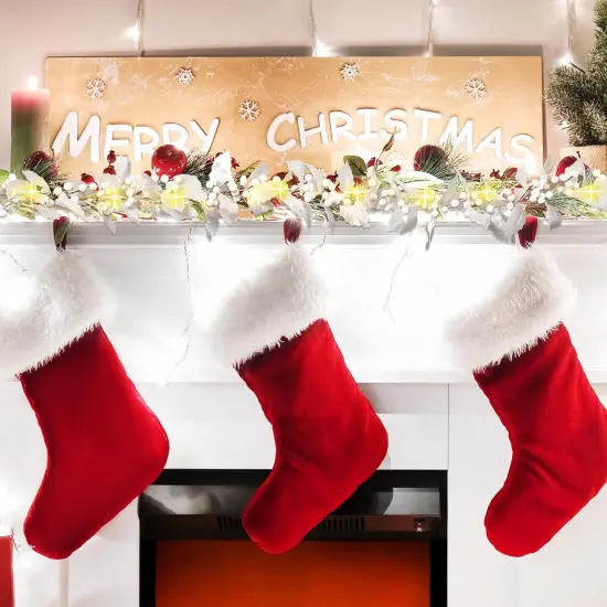 Winter Berry String Garland 6ft Lighted Artificial Berry Holly Leaves Garland {3}