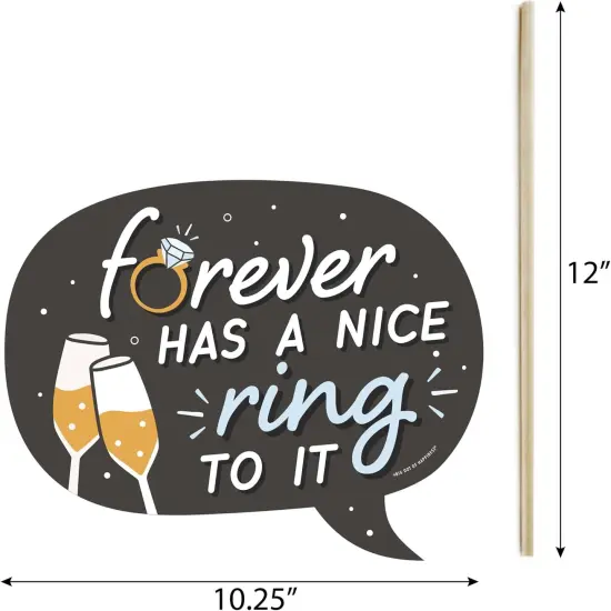 Big Dot of Happiness Funny Just Engaged - Black and White - Engagement Party Photo Booth Props Kit - 10 Piece {3}