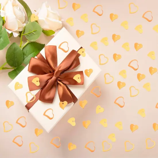 1200Pcs Love Heart Shaped Confetti, Table Wedding Decoration, Glitter Confetti for Wedding Party (Glitter Orange) {4}