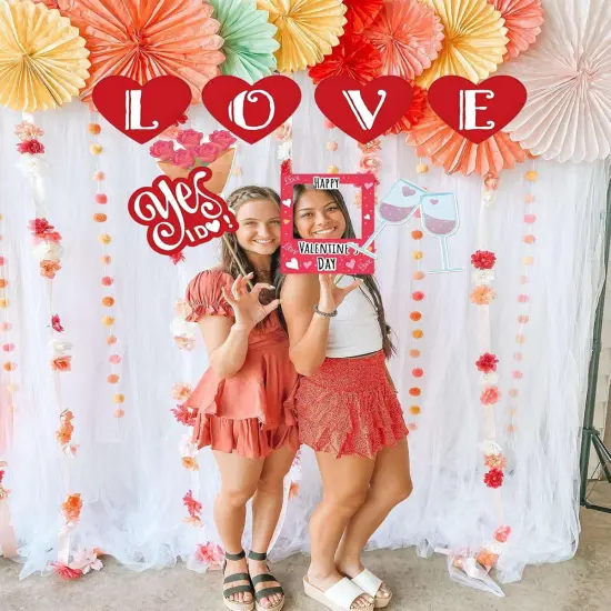 Happy Valentine's Day Photo Booth Props 27 Pcs Valentines Day Selfie Photobooth Props Decorations,Valentine Photo Props Funny Backdrop Decorations {4}