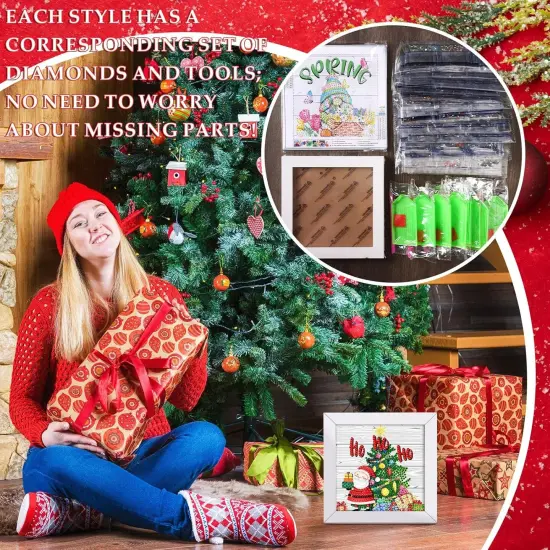 13 Pcs Interchangeable Seasonal Diamond Painting Kits Spring Summer Easter Diamond Art Kits with Frame for Cute Cartoon Holiday Table Decor Art Craft Gifts(Multi Elements) {3}