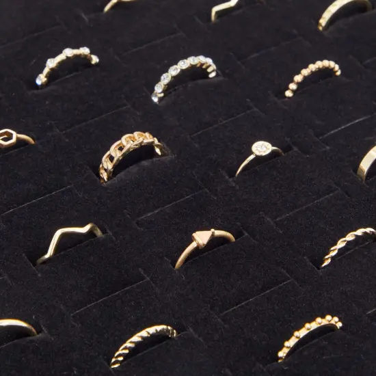 5-Pack 100 Slots Velvet Ring Insert Display Tray - Foam Holder Organizer for Storage Box and Selling Jewelry (13 x 9 In, Black) {6}