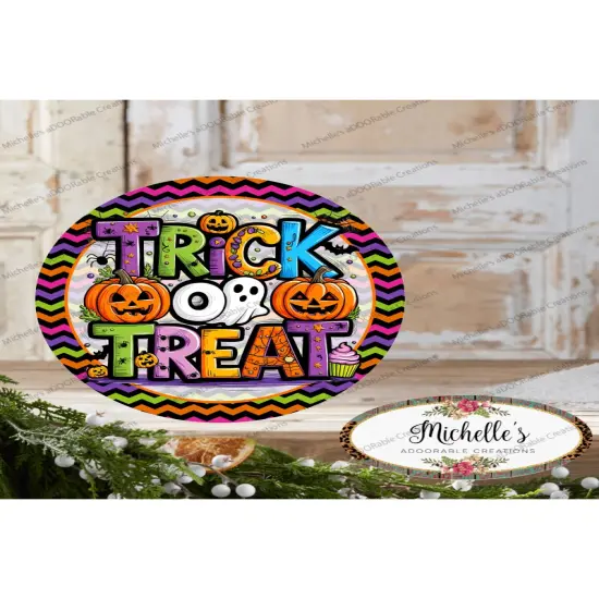 Colorful Trick or Treat Round Sign {5}