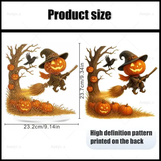 DIY Halloween Diamond Art Tabletop Kit - (Pumpkin and Scarecrow) {4}