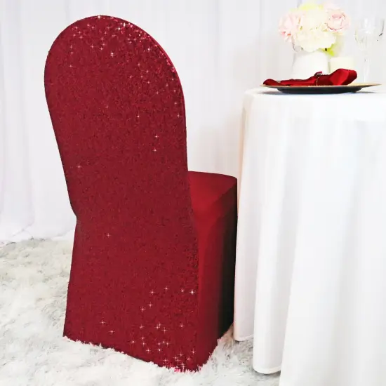 1 Piece Apple Red Sequin Chair Cover, Stretch Spandex Fit for Banquet Events {2}