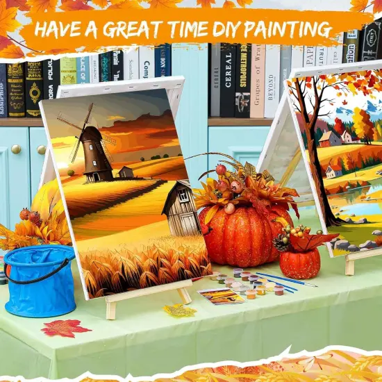 6 Sets Pre Drawn Paint by Numbers Kit - 16x12 Inch - Autumn {4}