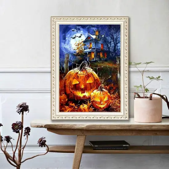 DIY Paint by Numbers Art Kits for Adults Halloween Castle,16x20 inch Pumpkin Oil Painting by Numbers for Beginner Gift {2}