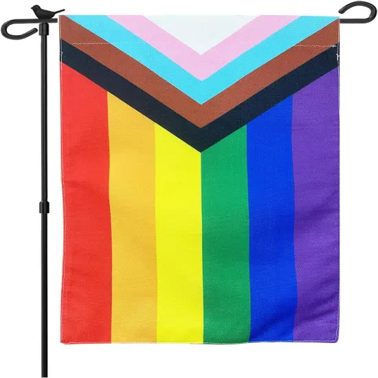 Progress Pride Garden Flag - Small Rainbow LGBT Flags 12x18 Inch Gay Lesbian Transgender Community Banner Fade Resistant for Indoor Outdoor Yard {1}