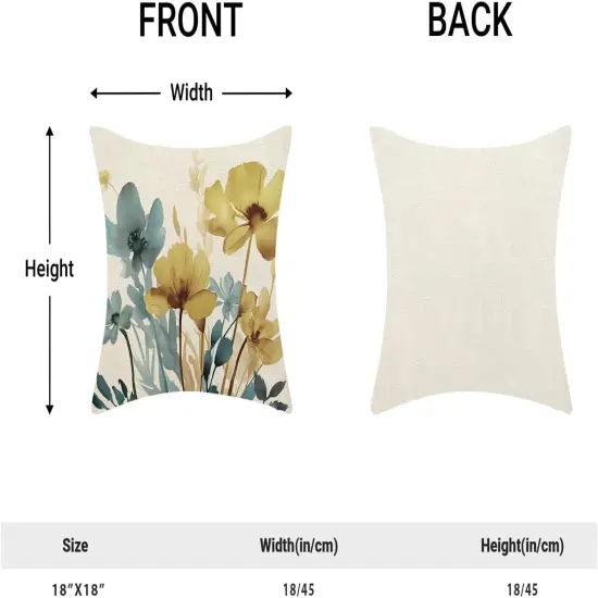 Modern Summer Flower Decoration Pillow Covers Farmhouse Decorative Linen Cushion Cover For Sofa Couch {2}