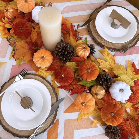 12 Pcs Assorted Velvet Pumpkins Table Centerpiece {2}