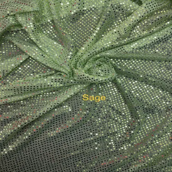 1 Yard Sage Green Glitter Sequin Mesh Fabric Confetti Tulle Polyester 42&Prime; Wide {1}