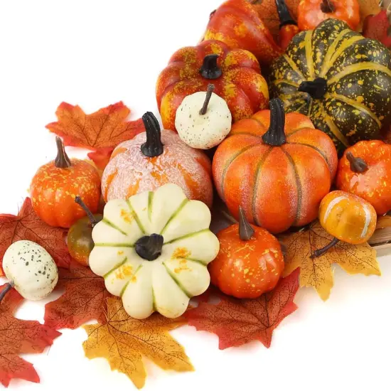 14 PCS Artificial Mixed Pumpkins for Table Decor {3}