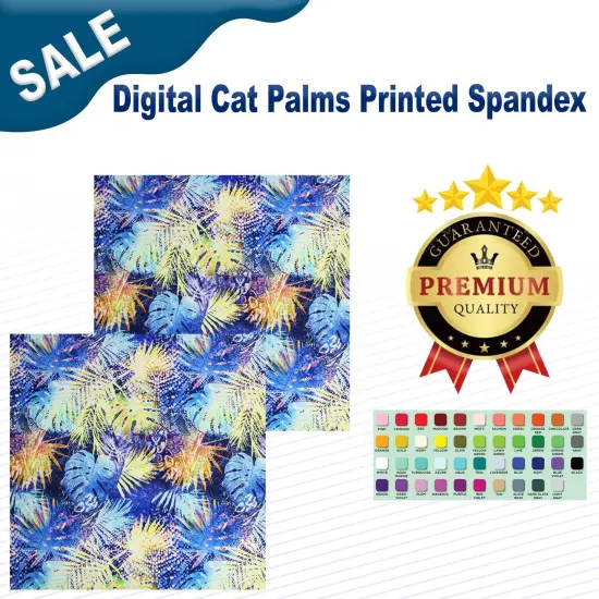 Digital Cat Palms Printed Spandex {1}