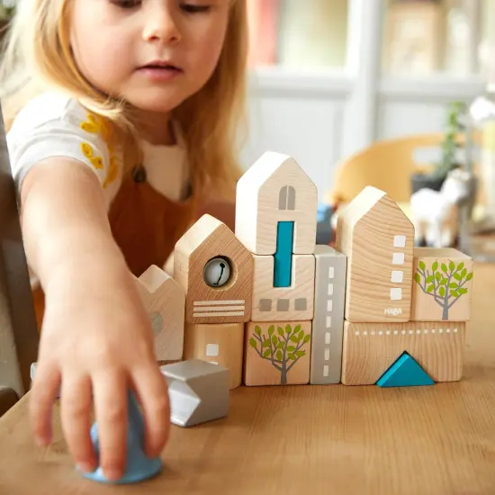 HABA Wooden Building Blocks Bad Rodach 18-Piece Set, Beech Wood Stacking Blocks for Ages 18 months and up. Made in Germany. Multicolor {4}