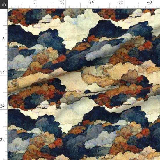 Various Fabrics by the Yard or Fat Quarter Abstract Faux Texture Clouds Muted Colors Sky Celestial Watercolor Night Custom Printed Fabric by Spoonflower {1}