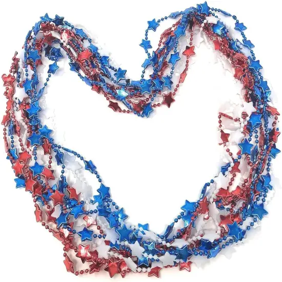 4E's Novelty 72 Pack Beaded Necklace - Red White and Blue Necklace, 4th of July Accessories {3}