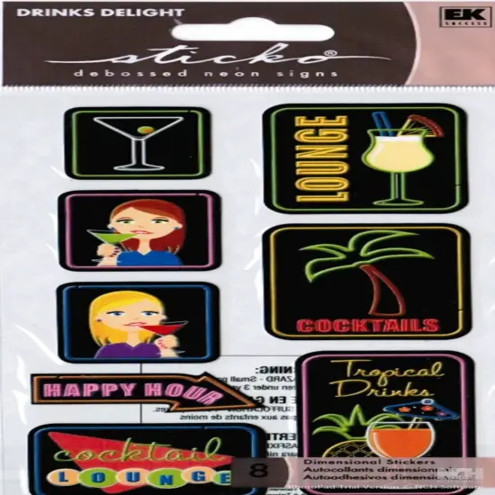 Sticko Cocktails Debossed Neon Signs Stickers {1}