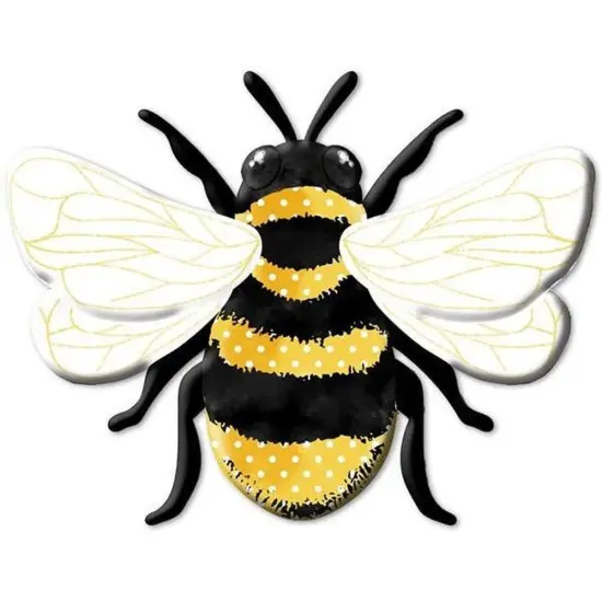 12" Metal Embossed Bee Hanger: Yellow {1}