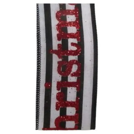 2.5" Merry Christmas Ribbon: Black/White {4}