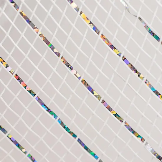 10" Value Deco Mesh Ribbon: White/Silver Foil {2}