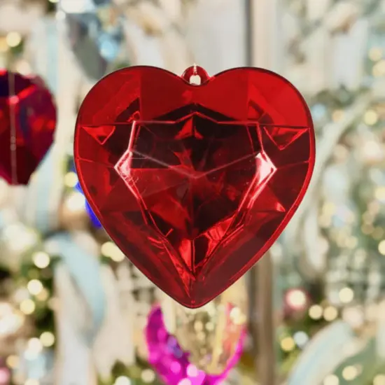 6" Acrylic Heart Jewel Ornament: Red {2}