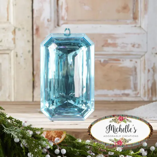 8" Acrylic Rectangle Jewel Ornament: Light Blue {3}