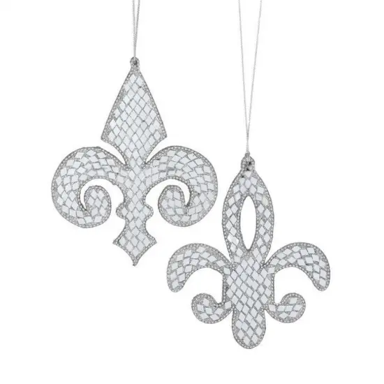 6" Mirror Jewel Fleur De Lis Ornament (Asst 2) {1}