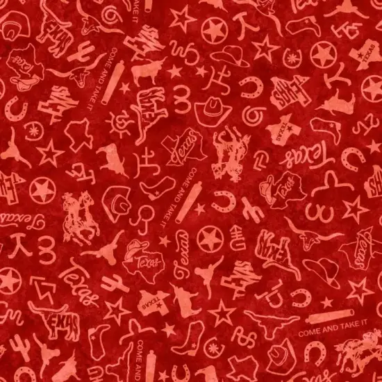 ATXSH Red Texas Icons Tonal Blender Cotton 44"/45" Fabric Per Yard {1}
