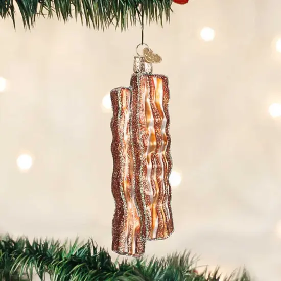 Old World Christmas 4.5 Inch Bacon Strips Tree Ornament , Ornament Food Pork Brown {4}